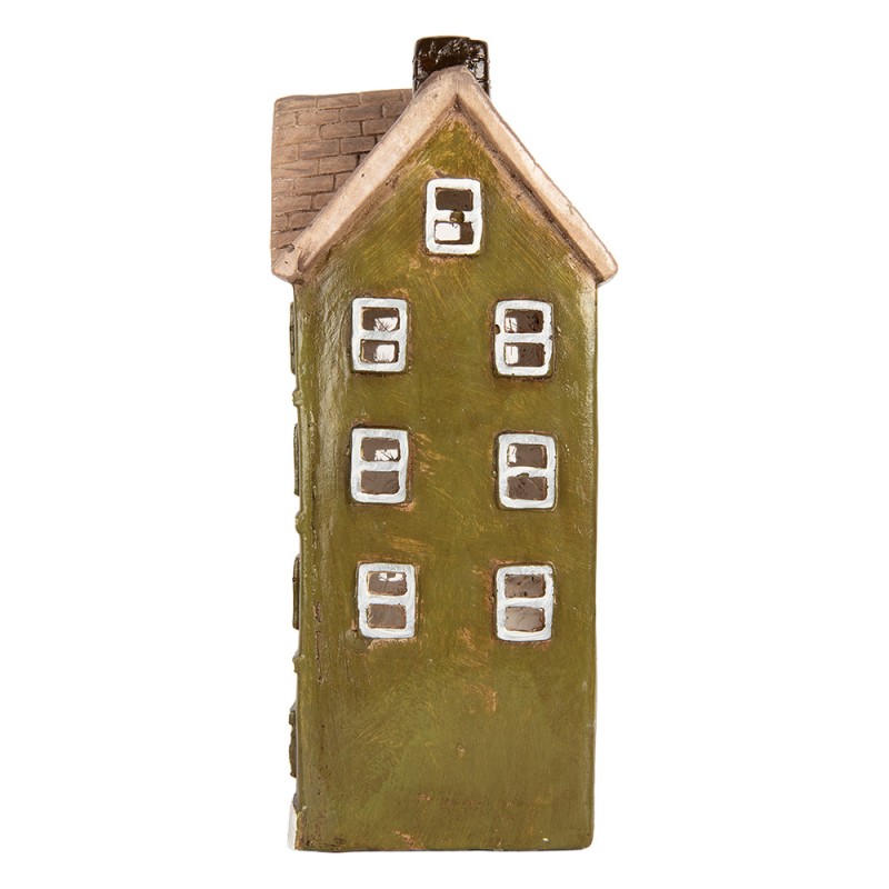 Clayre & Eef Portacandela Casa 20x17x39 cm Verde Ceramica
