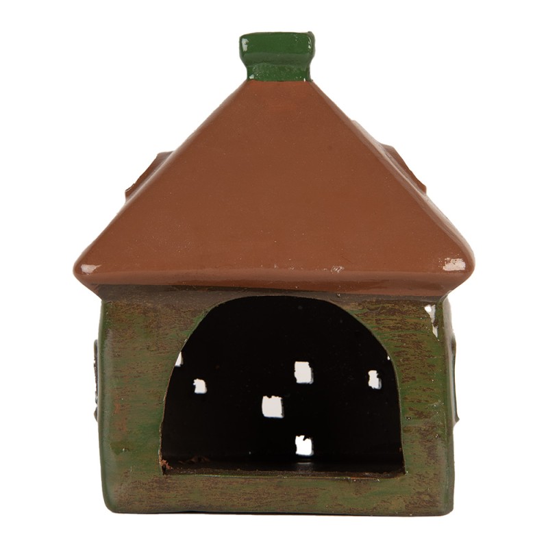 Clayre & Eef Portacandela Casa 12x9x14 cm Verde Ceramica