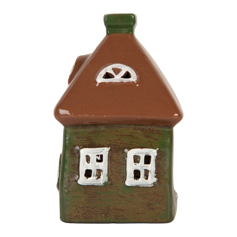 Clayre & Eef Portacandela Casa 12x9x14 cm Verde Ceramica