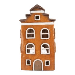 Clayre & Eef Waxinelichthouder Huis 20x15x23 cm Oranje Keramiek
