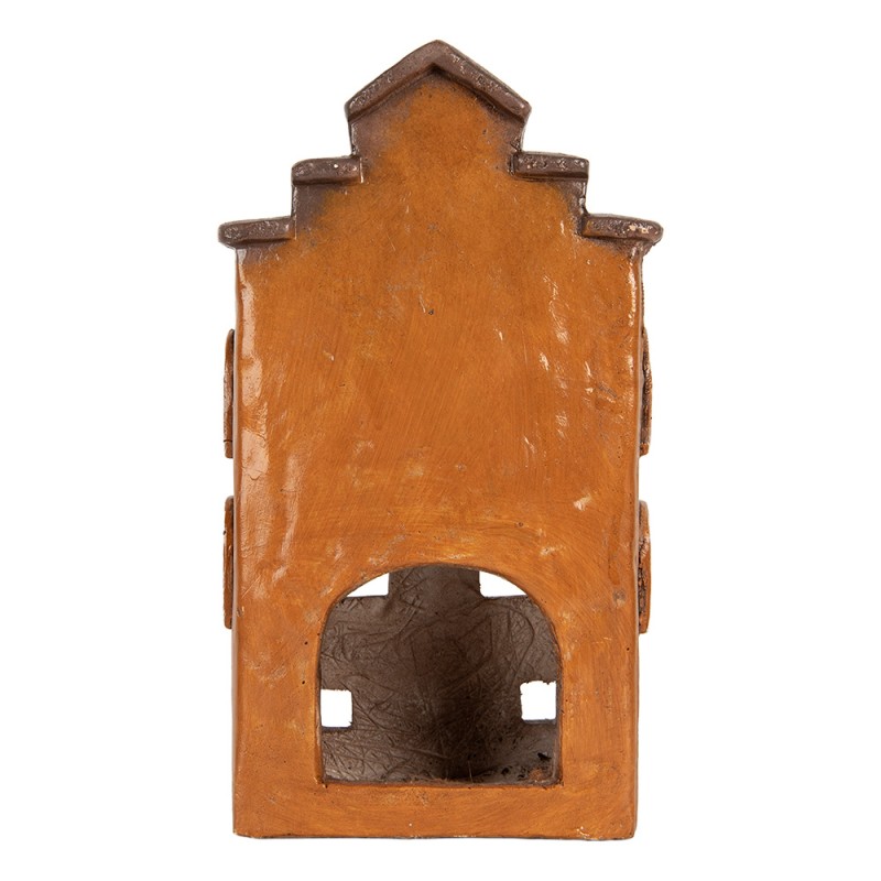 Clayre & Eef Portacandela Casa 20x15x23 cm Arancione Ceramica