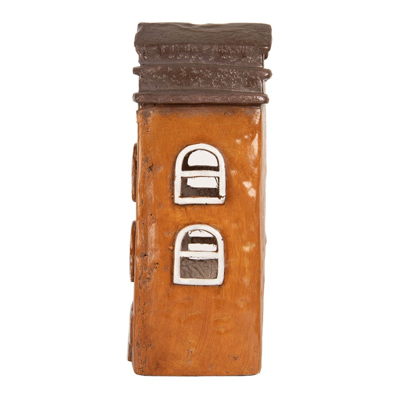 Clayre & Eef Portacandela Casa 20x15x23 cm Arancione Ceramica