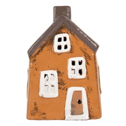 Clayre & Eef Waxinelichthouder Huis 9x7x12 cm Oranje Keramiek