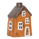 Clayre & Eef Portacandela Casa 9x7x12 cm Arancione Ceramica