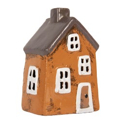 Clayre & Eef Waxinelichthouder Huis 9x7x12 cm Oranje Keramiek