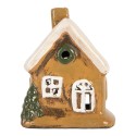 Clayre & Eef Portacandela Casa 9x7x11 cm Marrone Ceramica