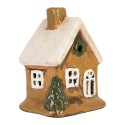 Clayre & Eef Portacandela Casa 9x7x11 cm Marrone Ceramica