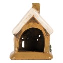 Clayre & Eef Portacandela Casa 9x7x11 cm Marrone Ceramica
