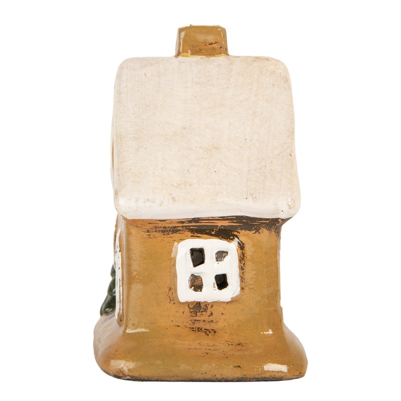 Clayre & Eef Portacandela Casa 9x7x11 cm Marrone Ceramica