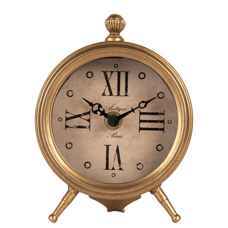 Clayre & Eef Horloge de table 11x5x15 cm / 1xAA Couleur or Métal