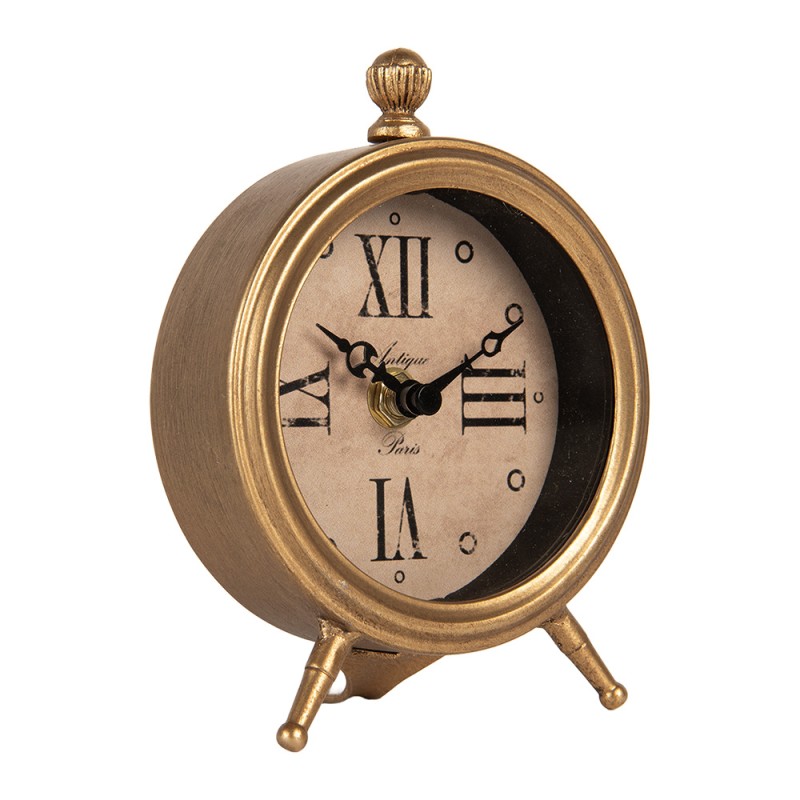 Clayre & Eef Horloge de table 11x5x15 cm / 1xAA Couleur or Métal