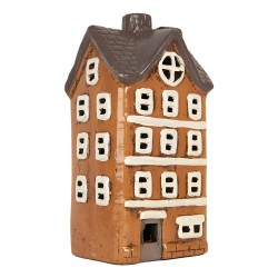 Clayre & Eef Waxinelichthouder Huis 12x10x25 cm Oranje Keramiek