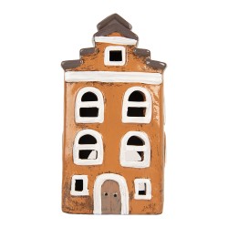 Clayre & Eef Waxinelichthouder Huis 13x10x23 cm Oranje Keramiek