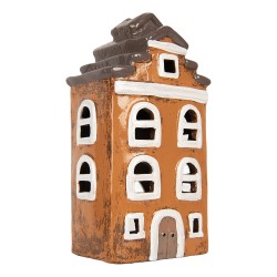 Clayre & Eef Waxinelichthouder Huis 13x10x23 cm Oranje Keramiek