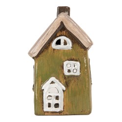 Clayre & Eef Waxinelichthouder Huis 9x7x16 cm Groen Keramiek