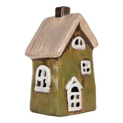 Clayre & Eef Waxinelichthouder Huis 9x7x16 cm Groen Keramiek