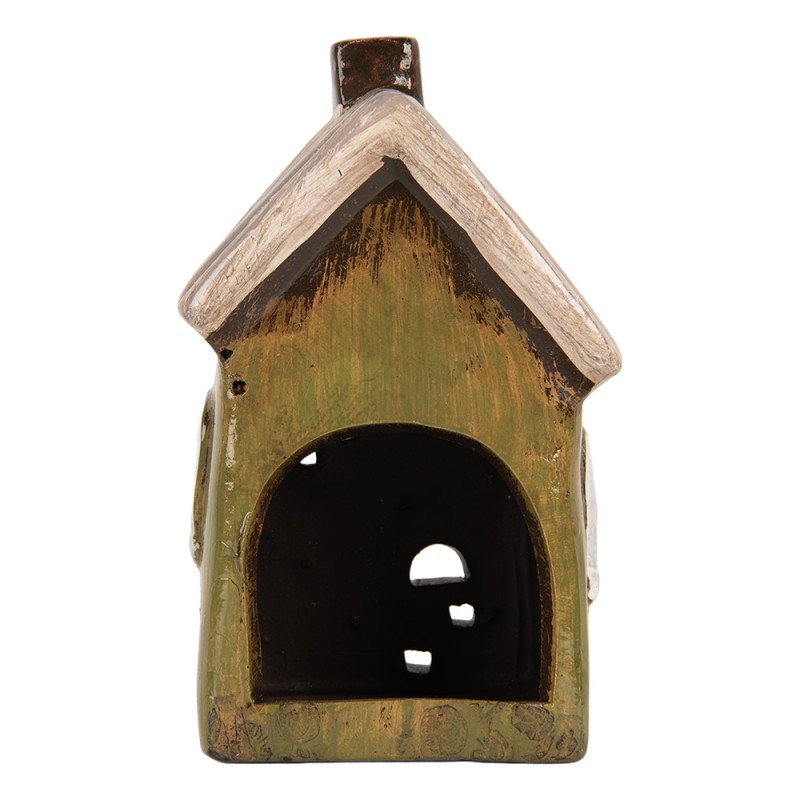 Clayre & Eef Portacandela Casa 9x7x16 cm Verde Ceramica