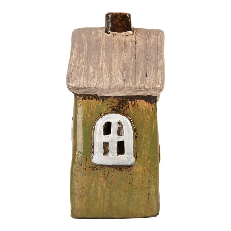 Clayre & Eef Portacandela Casa 9x7x16 cm Verde Ceramica