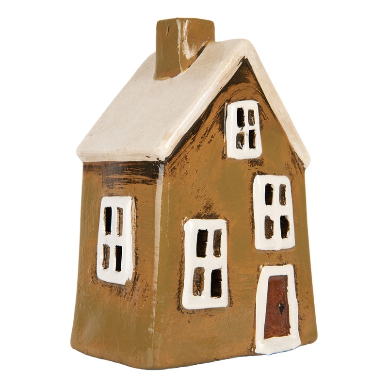 Clayre & Eef Portacandela Casa 12x8x17 cm Marrone Ceramica
