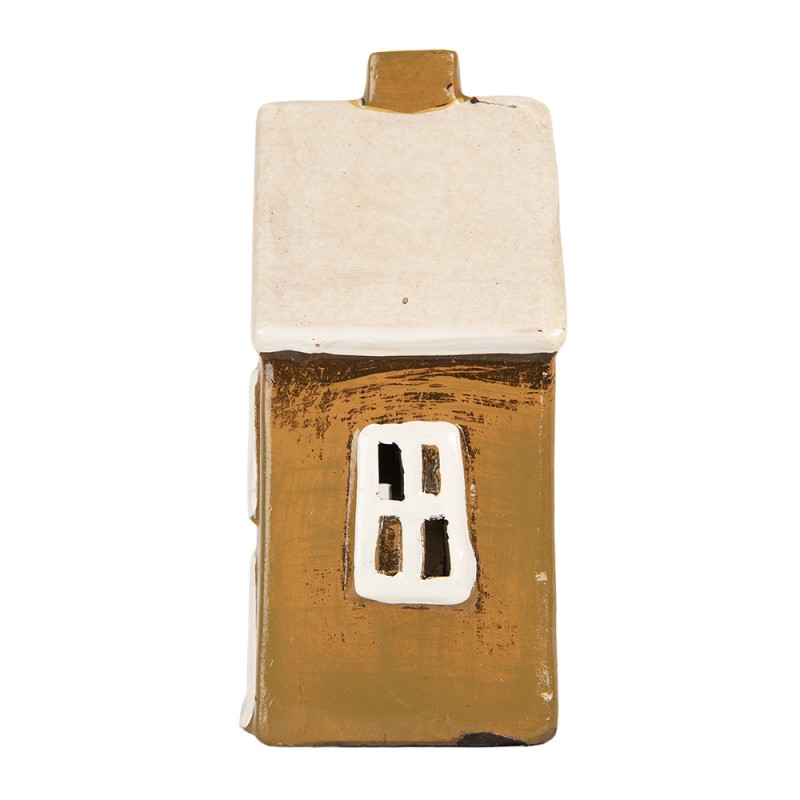 Clayre & Eef Portacandela Casa 12x8x17 cm Marrone Ceramica