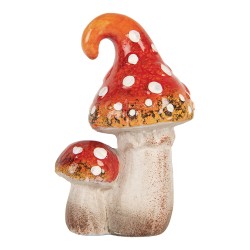 Clayre & Eef Decoratie Beeld Paddenstoel 8x6x12 cm Rood Keramiek