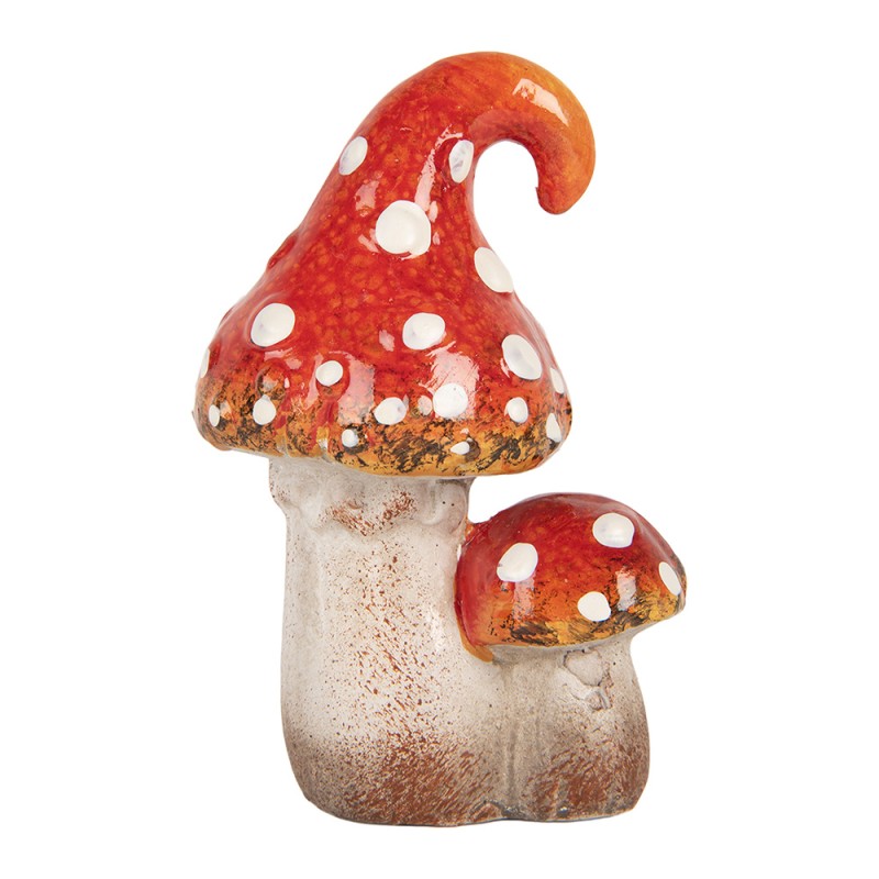 Clayre & Eef Statuetta decorativa Fungo 8x6x12 cm Rosso Ceramica
