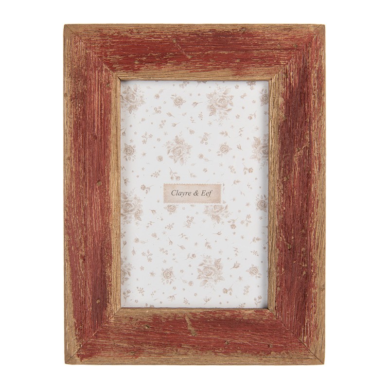 Clayre & Eef Bilderrahmen 10x15 cm Braun Rot Holz