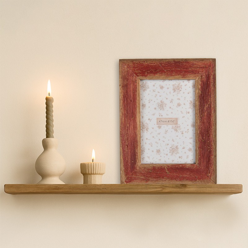Clayre & Eef Bilderrahmen 10x15 cm Braun Rot Holz