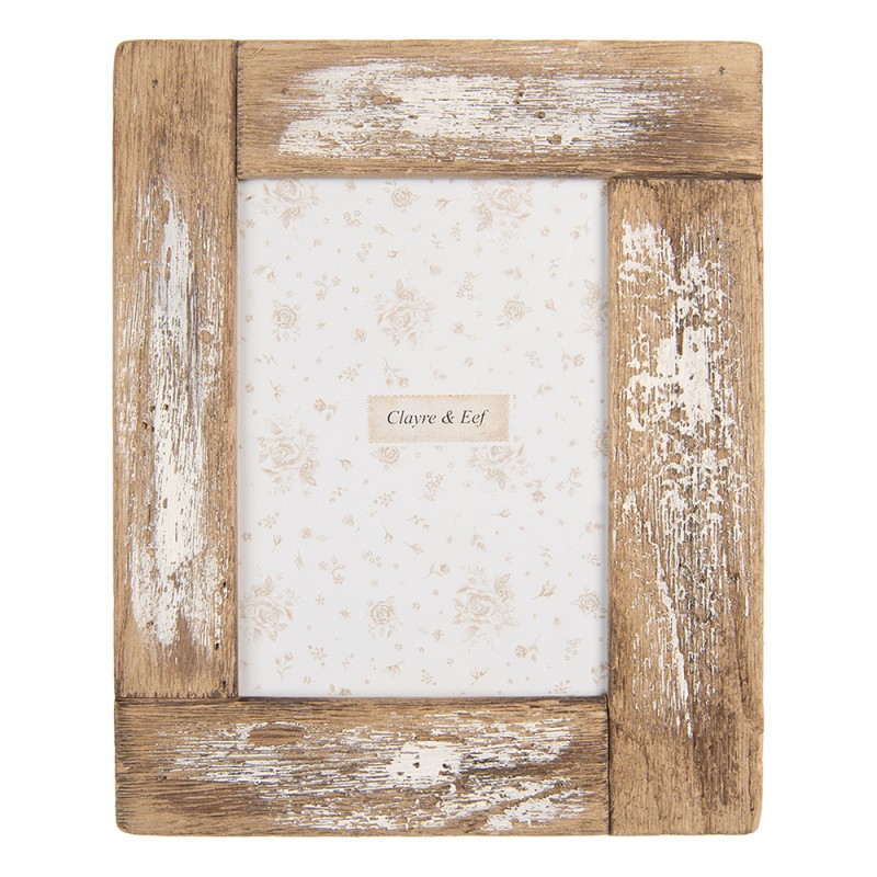 Clayre & Eef Photo Frame 13x18 cm Brown White Wood