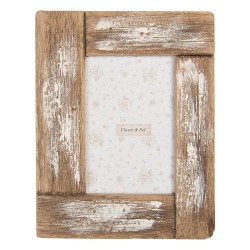Clayre & Eef Photo Frame 10x15 cm Brown White Wood