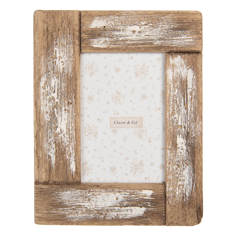 Clayre & Eef Bilderrahmen 10x15 cm Braun Weiß Holz