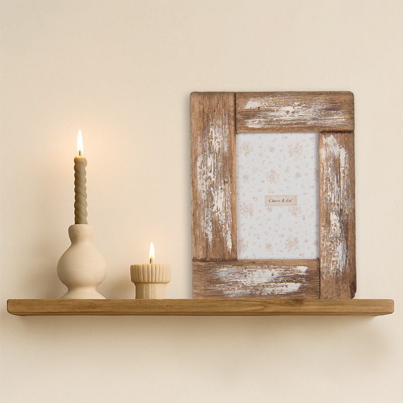Clayre & Eef Bilderrahmen 10x15 cm Braun Weiß Holz