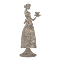 Clayre & Eef Kandelaar Vrouw 10x8x26 cm Grijs Metaal