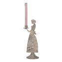 Clayre & Eef Kandelaar Vrouw 10x8x26 cm Grijs Metaal