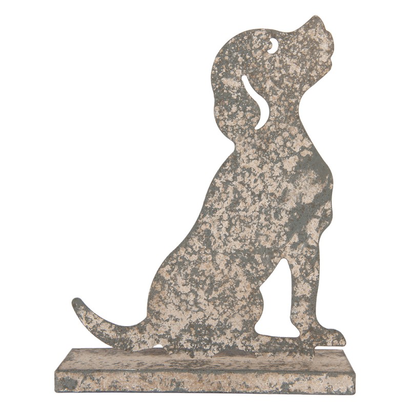 Clayre & Eef Image de décoration Chien 20x8x24 cm Gris Métal