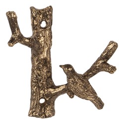 Clayre & Eef Wall Hook Bird 9x5x9 cm Gold colored Metal
