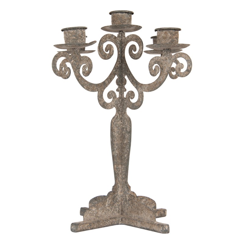 Clayre & Eef Candelabro 26x26x35 cm Grigio Metallo
