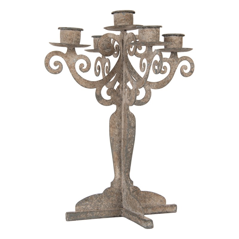 Clayre & Eef Candelabro 26x26x35 cm Grigio Metallo