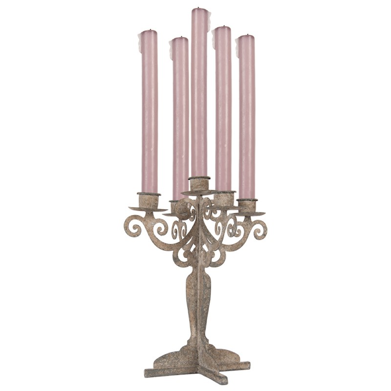 Clayre & Eef Candelabro 26x26x35 cm Grigio Metallo