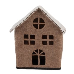 Clayre & Eef Decoratie Beeld Huis 17x9x19 cm Bruin Textiel