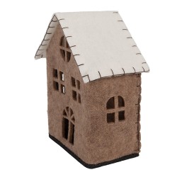 Clayre & Eef Decoratie Beeld Huis 17x9x19 cm Bruin Textiel