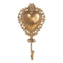 Clayre & Eef Wall Hook Heart 8x4x15 cm Gold colored Metal