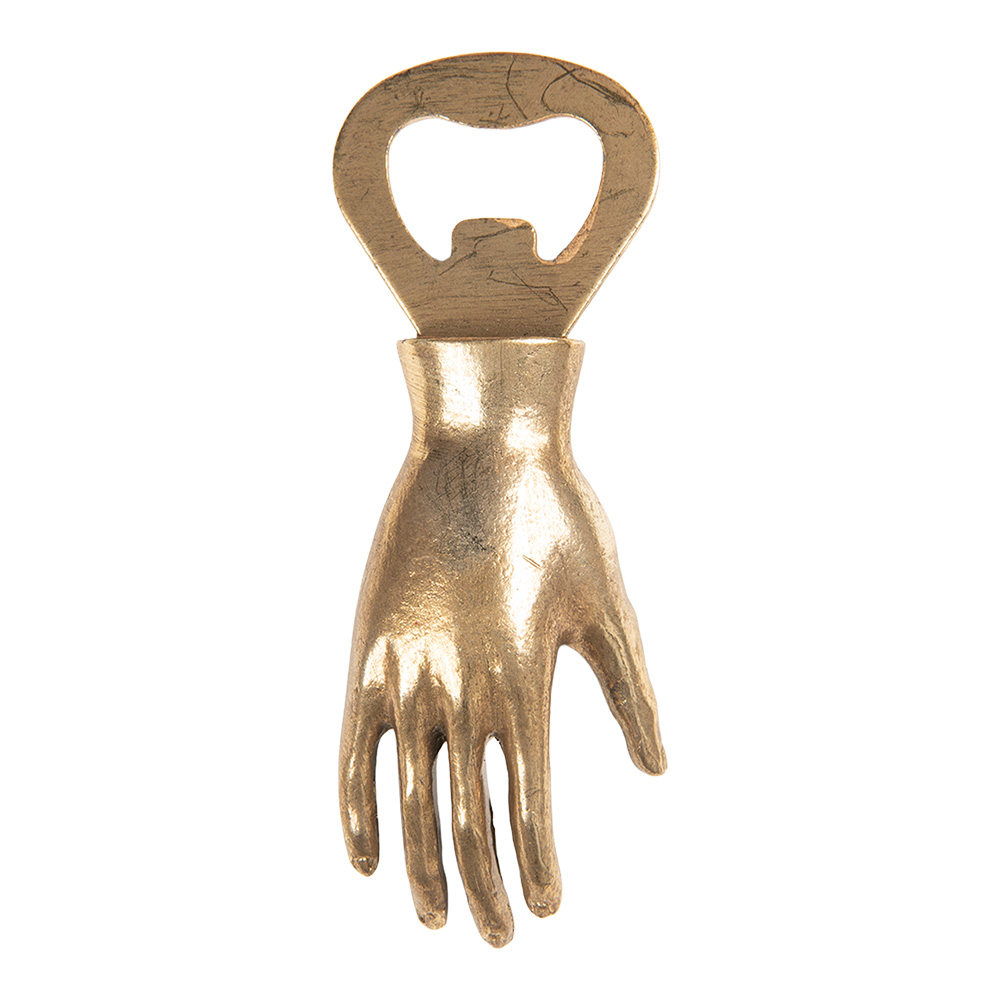 Clayre&Eef Flesopener Hand 11x2x4 cm Goudkleurig Metaal afbeelding