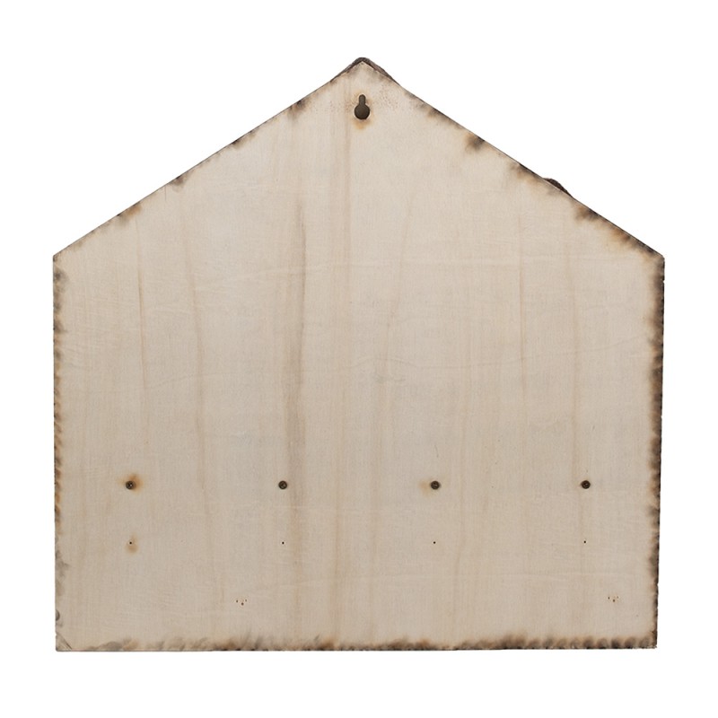 Clayre & Eef Portemanteau mural 4 crochets Maison 40x13x40 cm Marron Blanc Bois