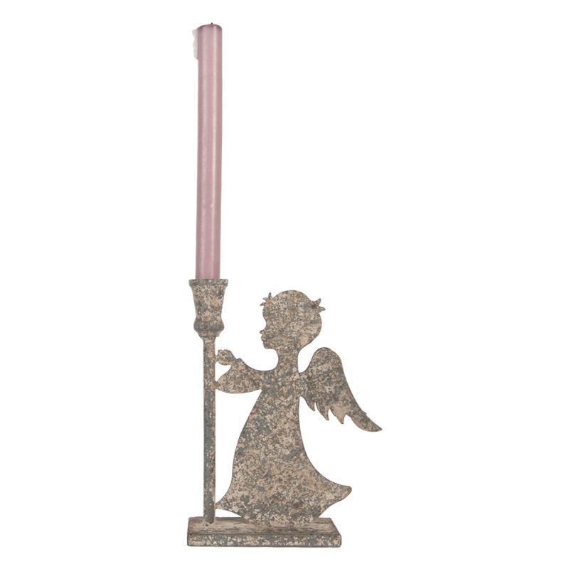 Clayre & Eef Candelabro Angelo 17x6x22 cm Grigio Metallo