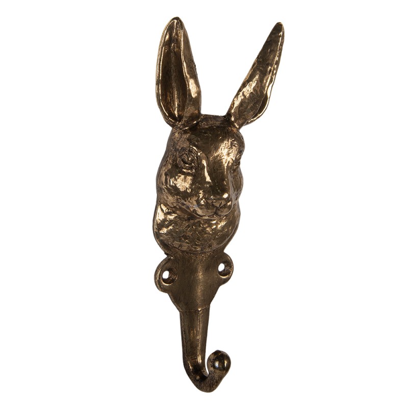 Clayre & Eef Wall Hook Rabbit 7x4x18 cm Gold colored Metal