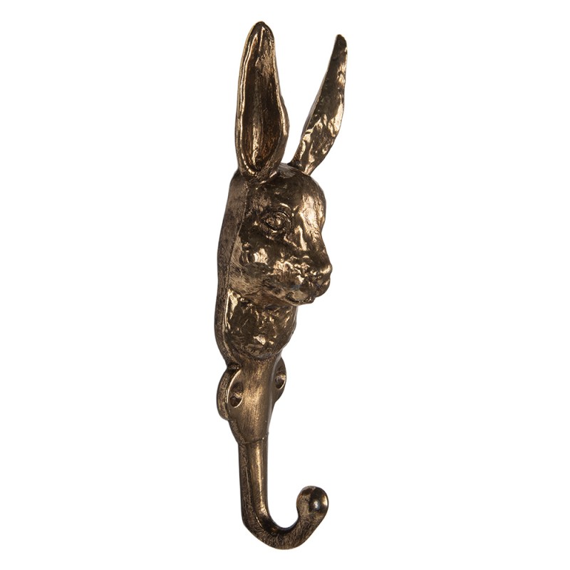 Clayre & Eef Wall Hook Rabbit 7x4x18 cm Gold colored Metal