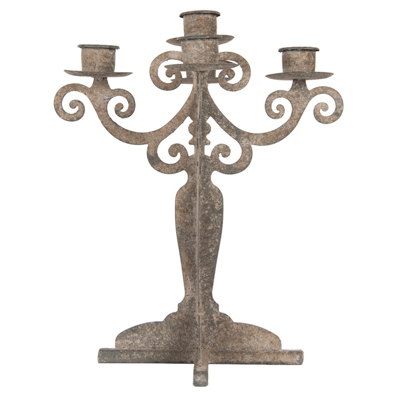 Clayre & Eef Kerzenständer 15x15x26 cm Grau Metall
