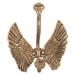 Clayre & Eef Wall Hook Bird 12x7x13 cm Gold colored Metal