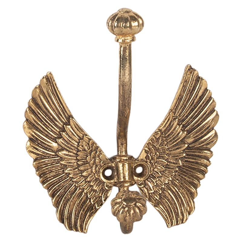 Clayre & Eef Wall Hook Bird 12x7x13 cm Gold colored Metal